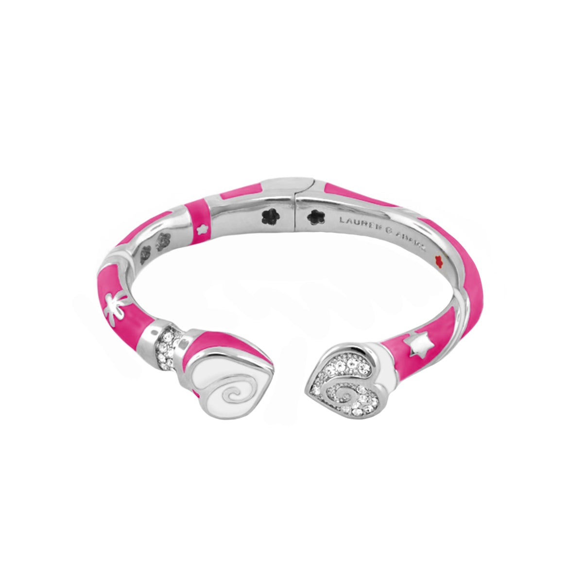 Girls Stackable Bangle by Lauren G Adams, pink enamel with crystal heart charm on Tampa Home & Garden Store