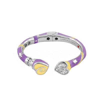 Girls Stackable Bangle by Lauren G Adams, purple enamel with yellow end caps on Tampa Home & Garden Store