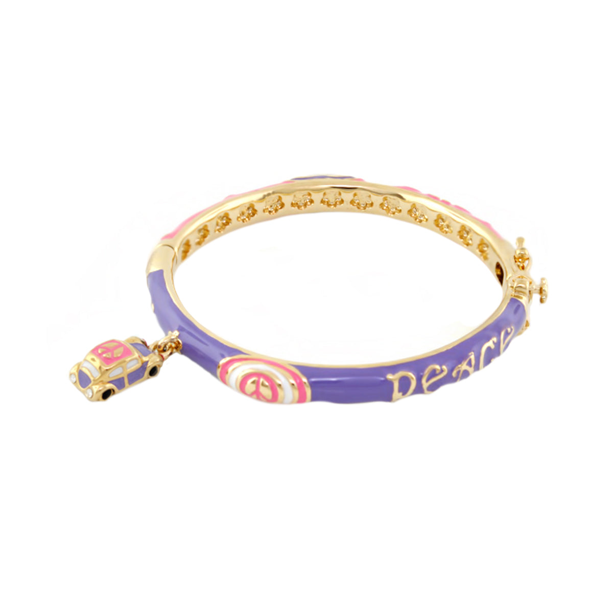 Girls Groovy Bangle purple enamel bracelet with goldtone accents and car charm by Lauren G Adams on Tampa Home & Garden Store