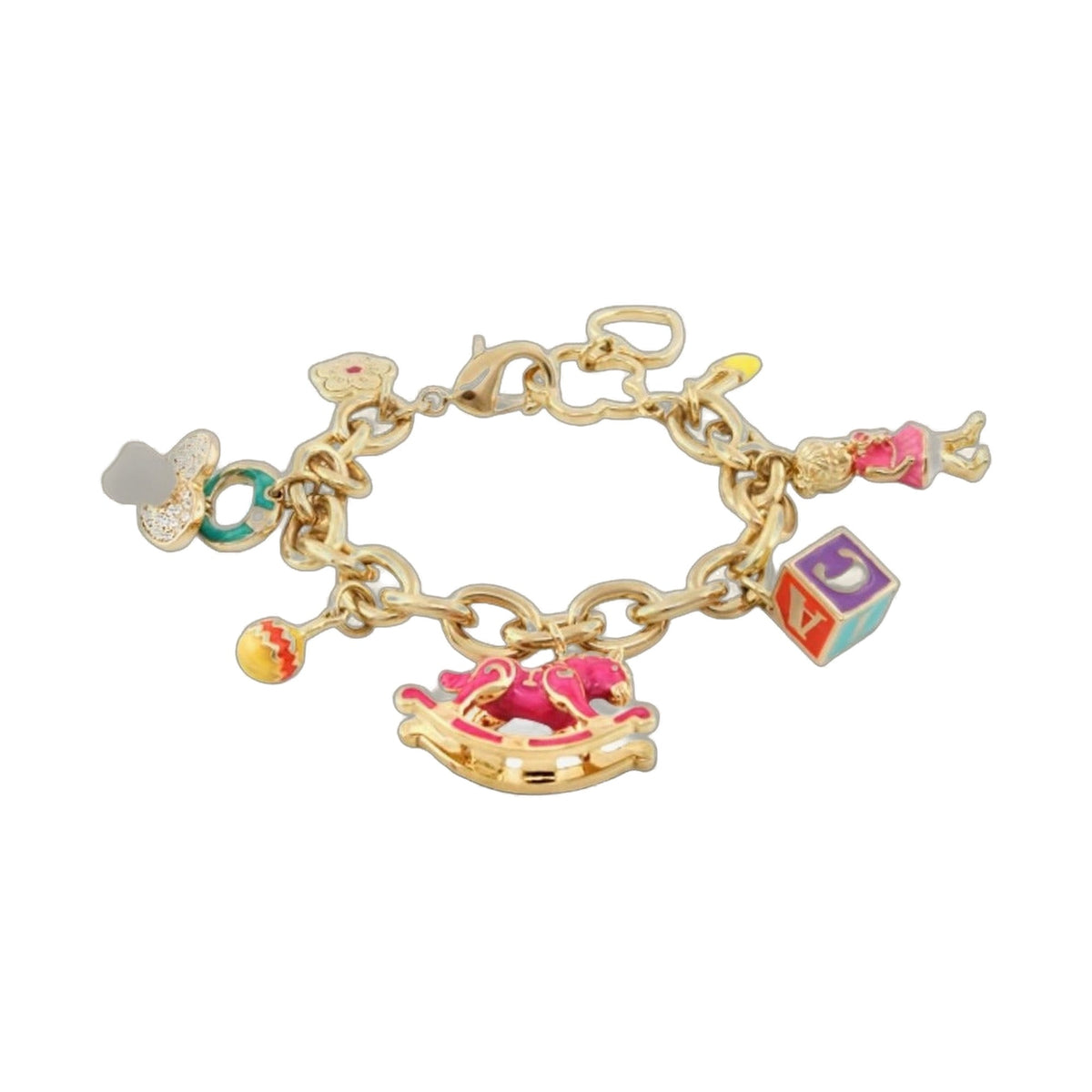 Children's bracelet gold-tone chain with colorful enamel charms by Lauren G Adams, Girl's Collection on Tampa Home & Garden Store