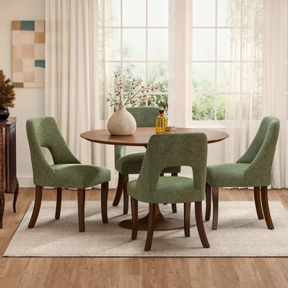 Upholstered green dining chairs with curved legs set of 2 around a round table Unique Piece Furniture on Tampa Home & Garden Store