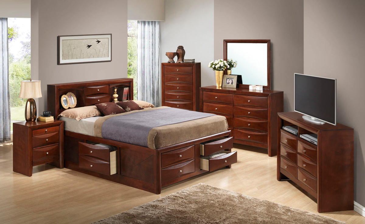 Dark wood storage bed with bookcase headboard, matching chests and dresser set by HouseOfZazla on Tampa Home & Garden Store