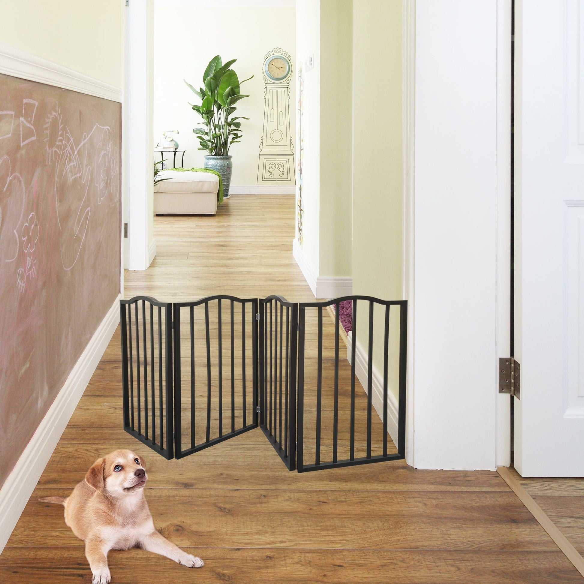Pet gate HouseOfZazla dark brown metal freestanding folding gate for doorways on Tampa Home & Garden Store