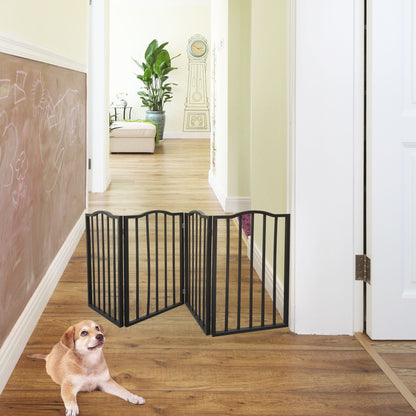 Pet gate HouseOfZazla dark brown metal freestanding folding gate for doorways on Tampa Home & Garden Store