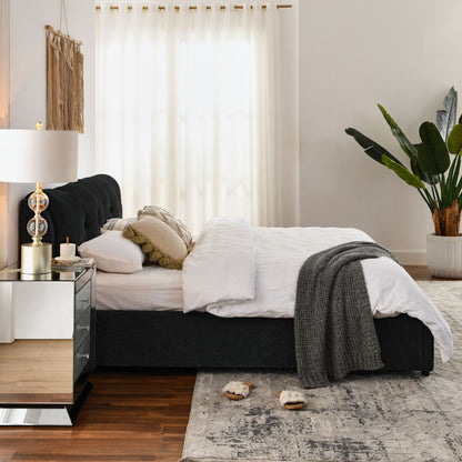 Storage upholstered hydraulic platform bed with integrated headboard in black HouseOfZazla on Tampa Home & Garden Store