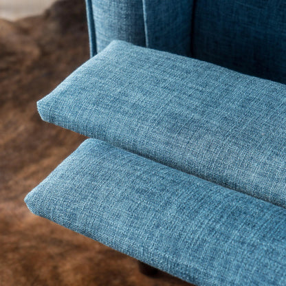 Mid-Century Modern Recliner blue denim fabric close-up by Unique Piece Furniture on Tampa Home & Garden Store