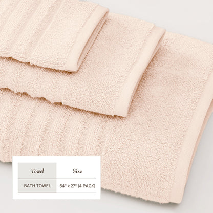 Luxury Combed Cotton and Ribbed Bath Towels
