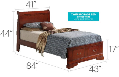 Upholstered Sleigh Bed with Dovetail Drawers