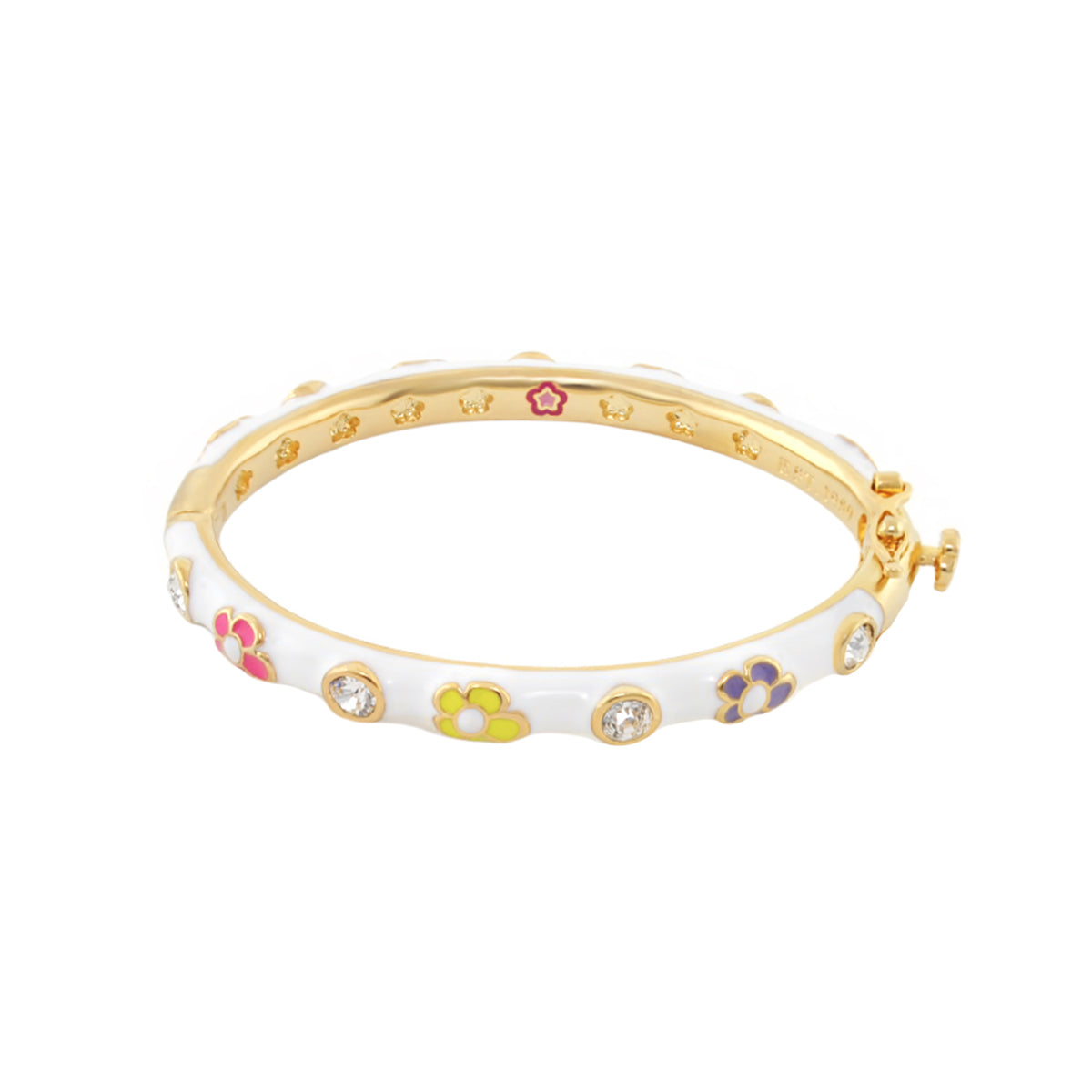 Hu La La Child's Bangle by Lauren G Adams girl's white enamel bracelet with flowers and crystals on Tampa Home & Garden Store
