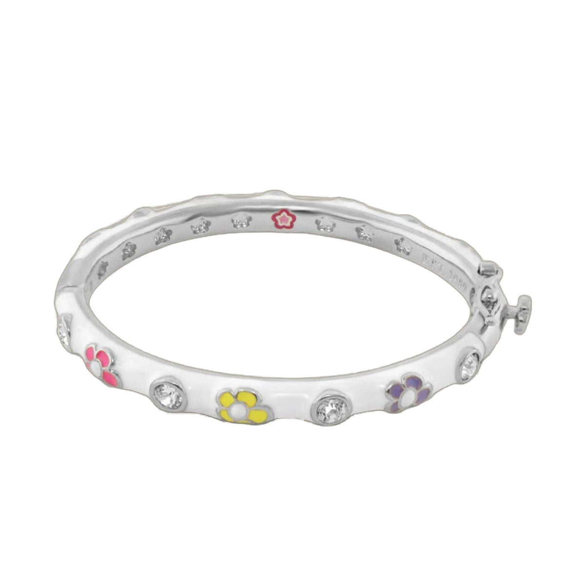 Hu La La Child's Bangle, silver-tone girl's bracelet with enamel flower charms and rhinestones on Tampa Home & Garden Store