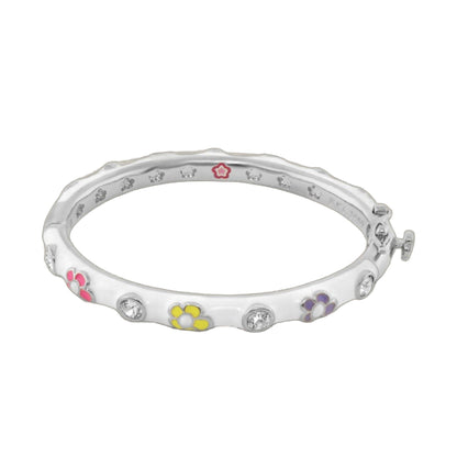 Hu La La Child's Bangle silver-tone bracelet with enamel flower charms and rhinestones by Lauren G Adams on Tampa Home & Garden Store