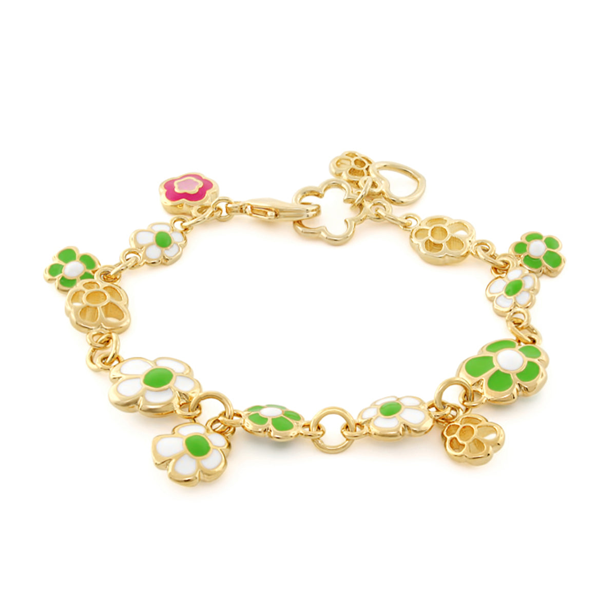 Dream Garden Bracelet gold-tone enamel flower charms by Lauren G Adams, Girl's Collection on Tampa Home & Garden Store