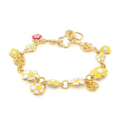 Dream Garden Bracelet by Lauren G Adams, gold-tone with yellow-white daisy charms on Tampa Home & Garden Store