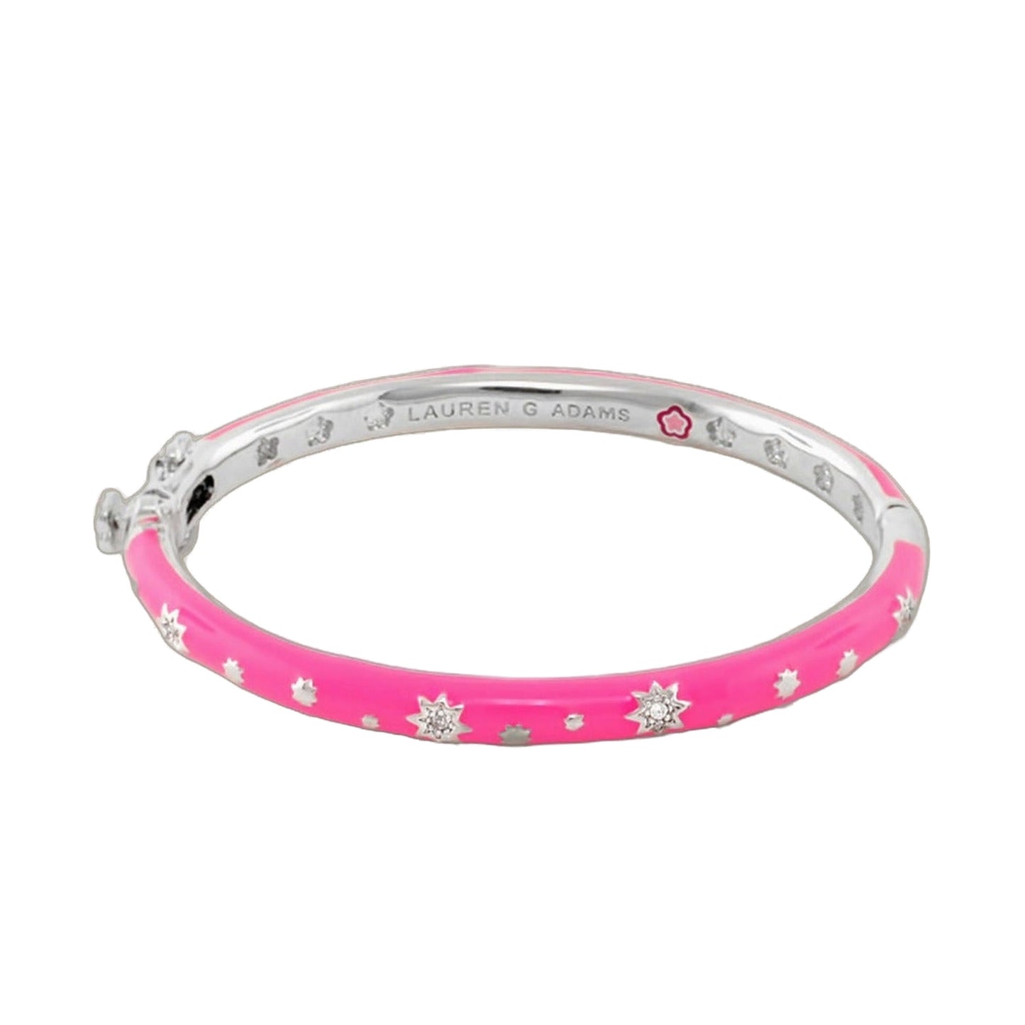 Child's Star Bangle Lauren G Adams pink enamel bracelet with crystal stars on Tampa Home & Garden Store