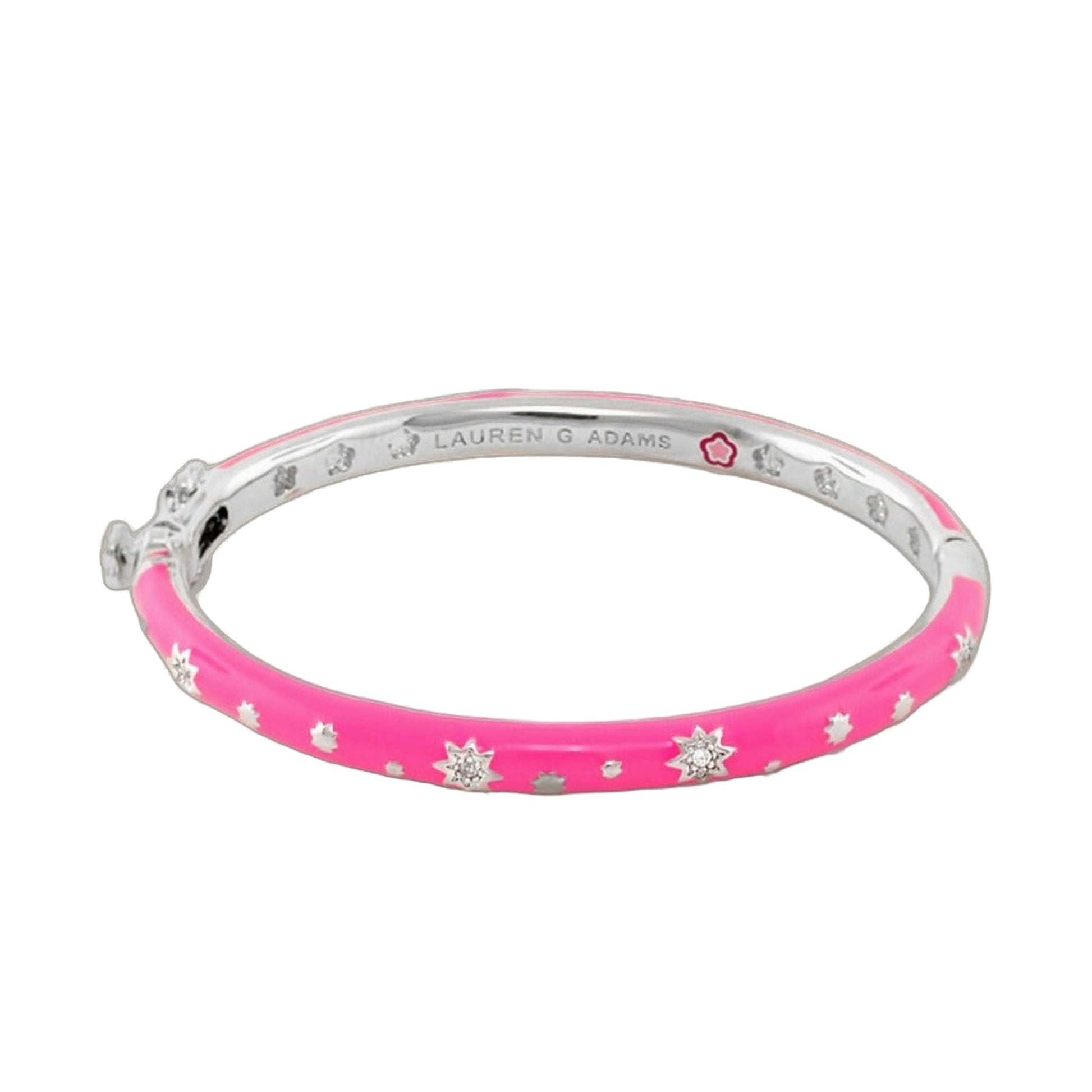Child's Star Bangle Lauren G Adams pink enamel bracelet with crystal stars on Tampa Home & Garden Store