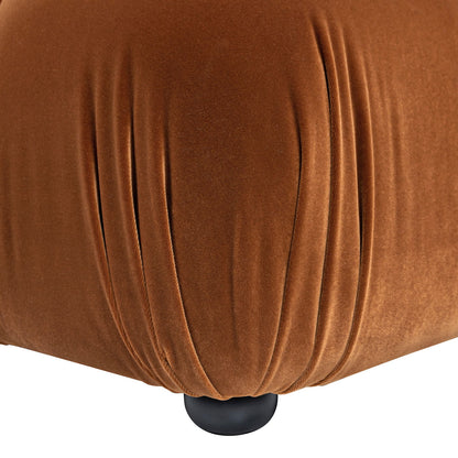 Bubble Modular Modern Lounge Arm Chair rust velvet upholstery with gathered pleat detailing on Tampa Home & Garden Store