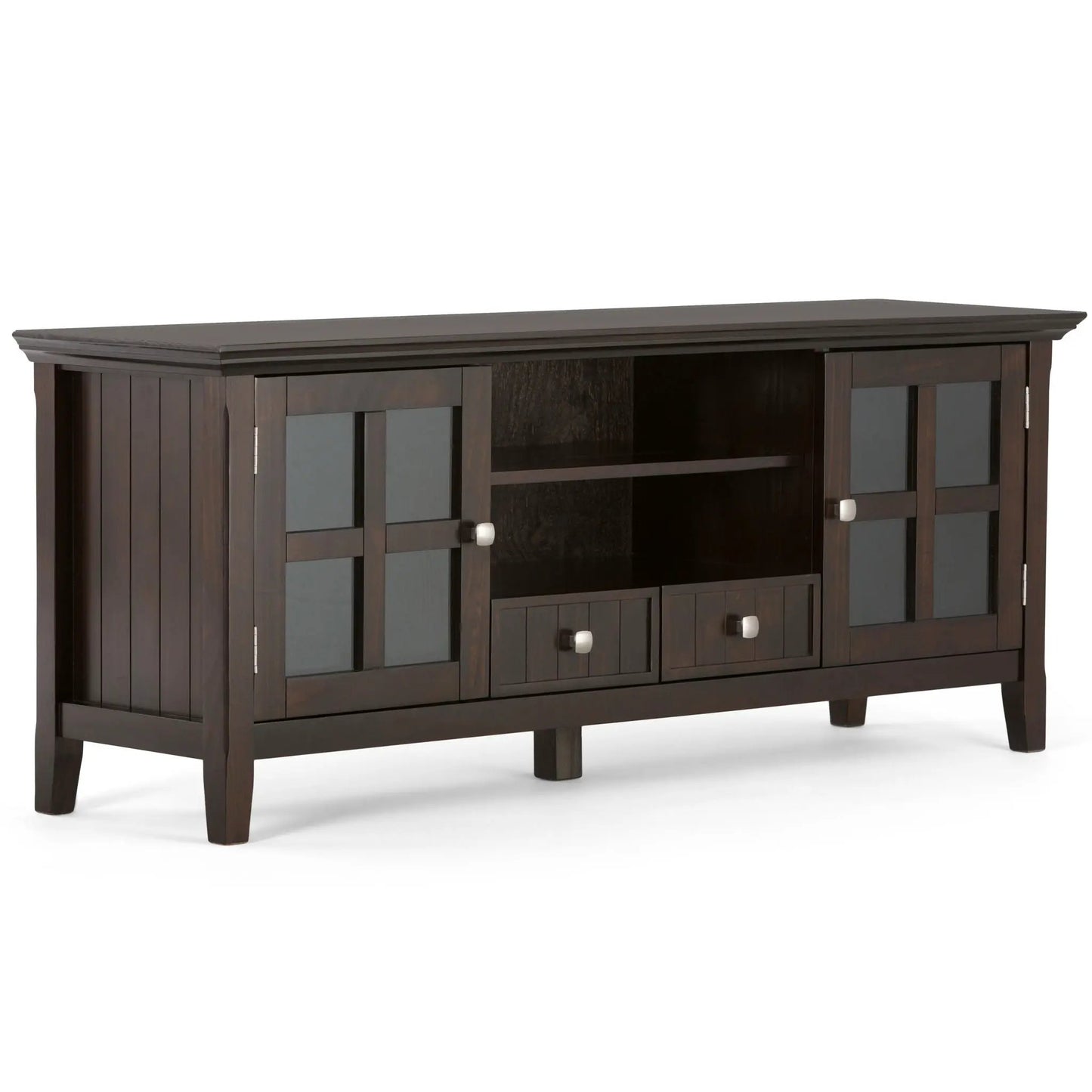 Acadian Media Stand with Glass Doors and Drawers