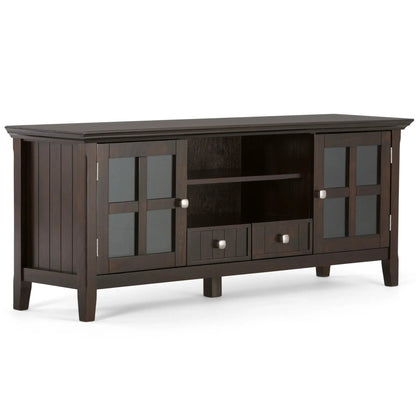 Acadian Media Stand with Glass Doors and Drawers