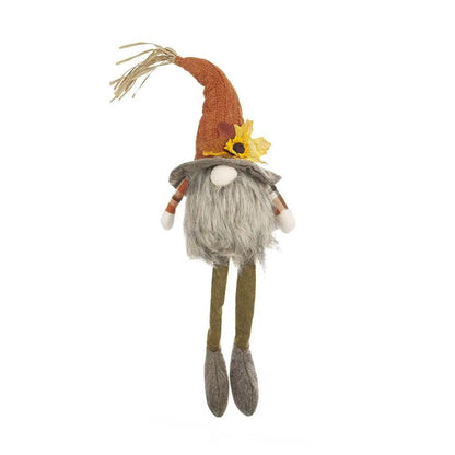 Sitting Gnome With Maple Leaf Hat for Decor