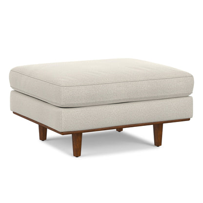 Morrison Handcrafted Ottoman and Feather Cushion beige fabric with wood legs HouseOfZazla on Tampa Home & Garden Store