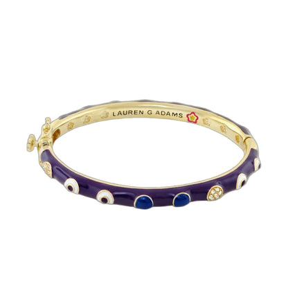 Dream Garden Child's Bangle by Lauren G Adams, purple enamel with goldtone trim and crystal on Tampa Home & Garden Store
