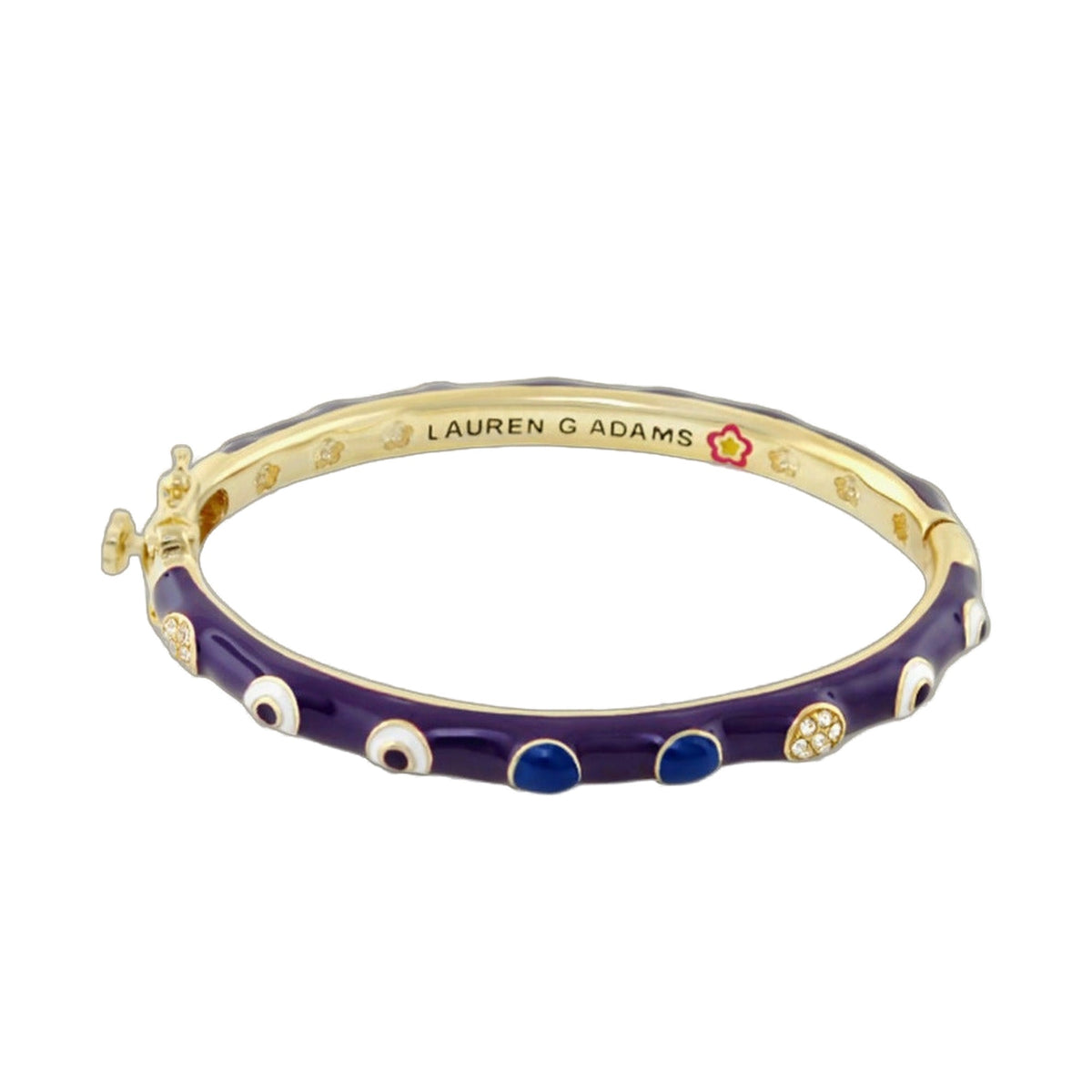 Dream Garden Child's Bangle by Lauren G Adams, purple enamel bracelet with crystal accents on Tampa Home & Garden Store