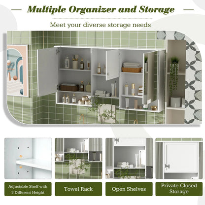 Wall-Mounted 3-in-1 Mirror Cabinet with Shelf