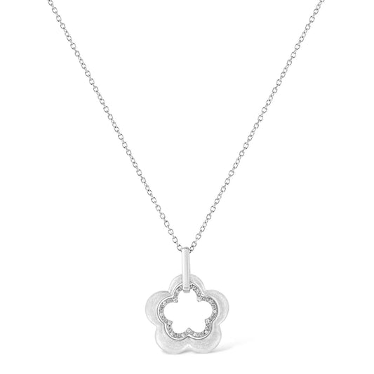 Sterling silver 18in chain with matte double flower pendant and diamond accents Bids.com on Tampa Home & Garden Store