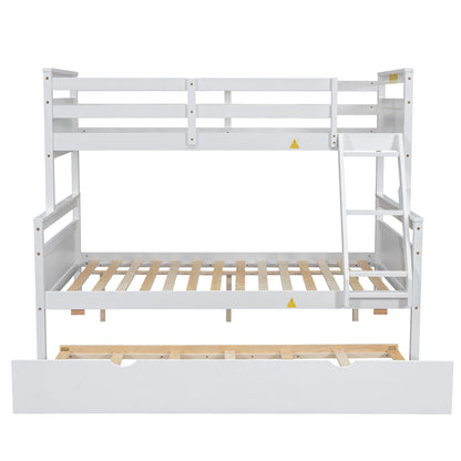 White bunk bed with ladder and safety guardrails by HouseOfZazla, white frame with wooden slats on bottom bunk on Tampa Home & Garden Store