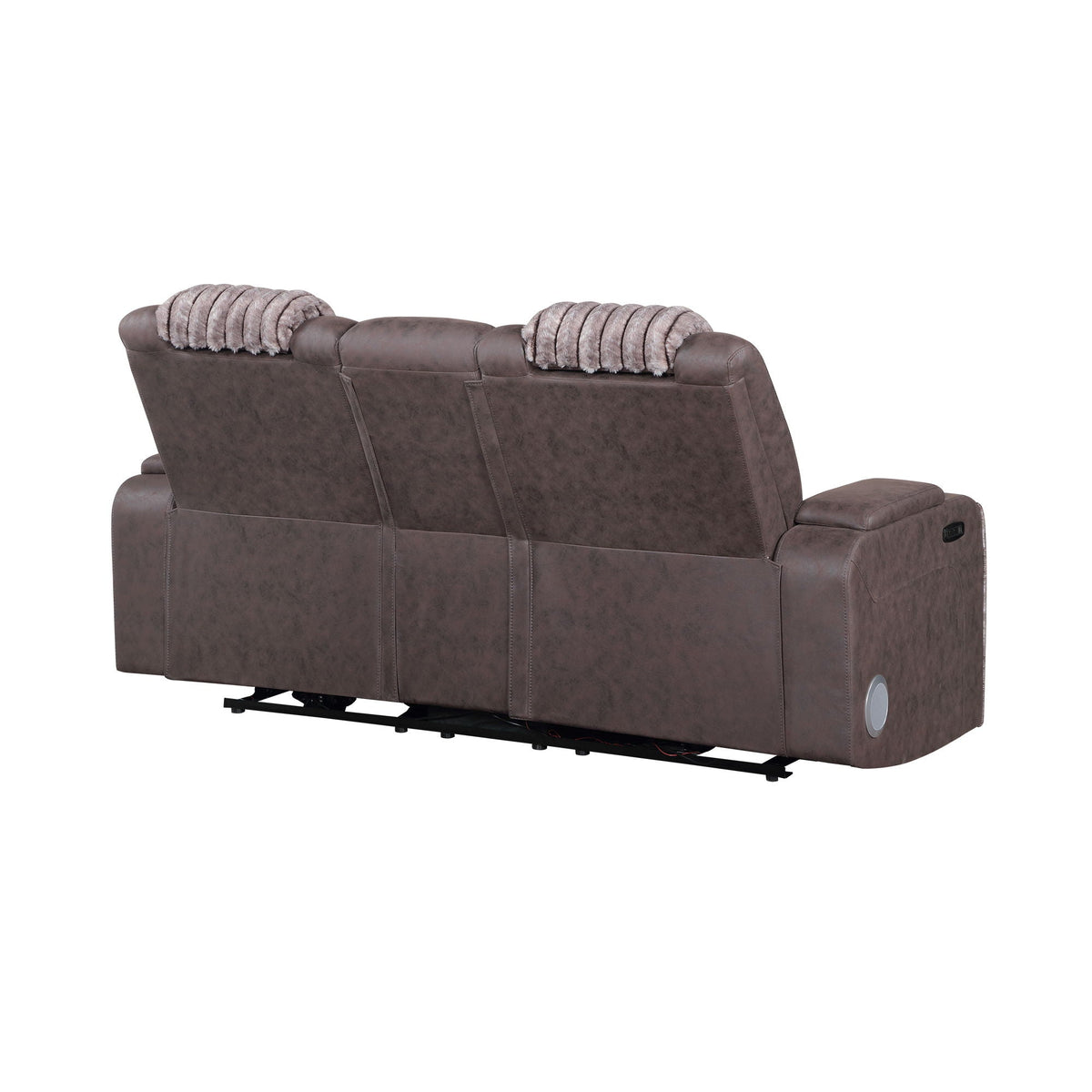 Power reclining loveseat brown faux leather Bluetooth, HouseOfZazla chaise longue 2-seat on Tampa Home & Garden Store