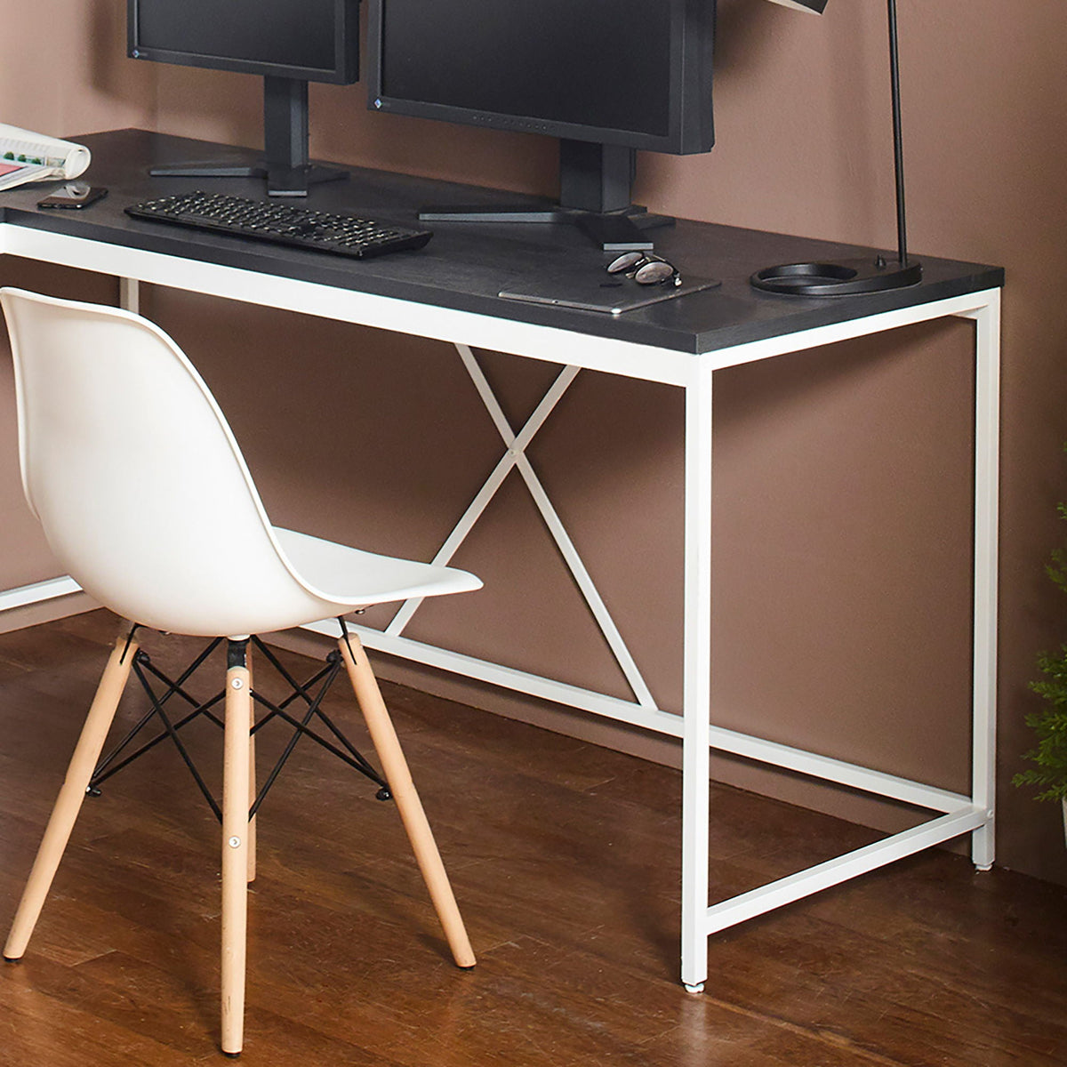 Olympus Corner Desk with Eco-Friendly Board, dark gray top, white frame by HouseOfZazla on Tampa Home & Garden Store