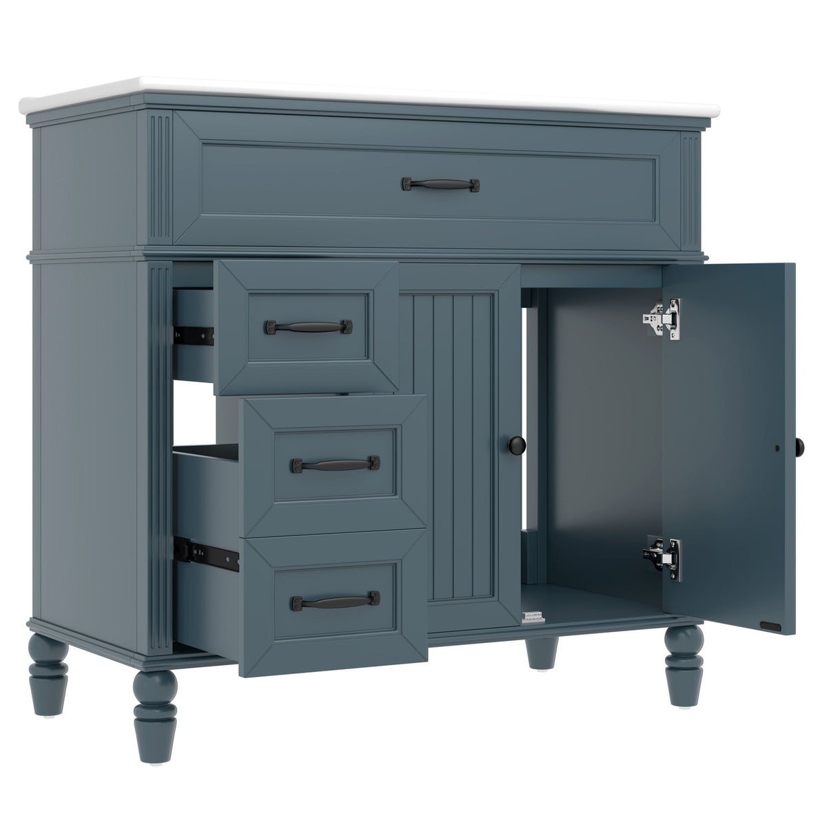 Bathroom vanity with sink by HouseOfZazla blue-gray freestanding solid wood cabinet with drawers on Tampa Home & Garden Store