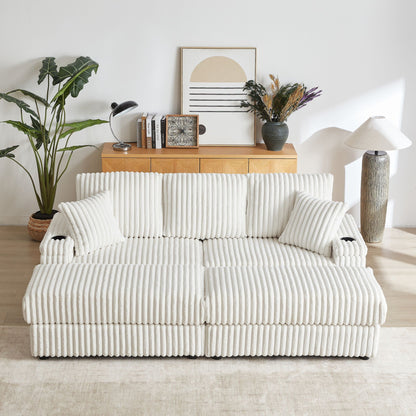 3 Seater Sofa With 2 Ottomans and Storage
