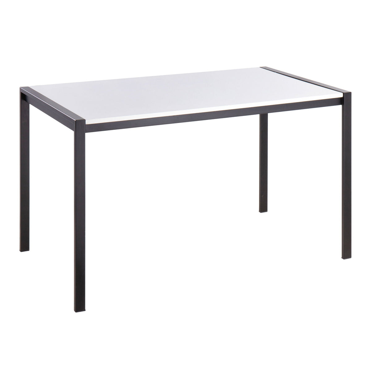 Fuji modern dining table with glass or wood top and dark metal frame on Tampa Home & Garden Store