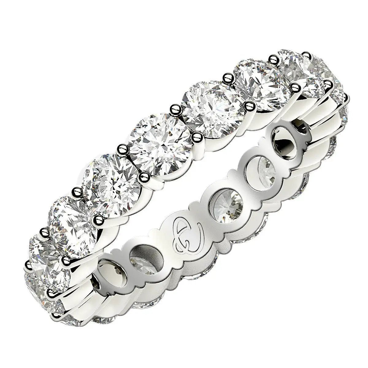 Round cut lab-grown diamond eternity ring in 14k white gold, 3 cttw FG/VS2 on Tampa Home & Garden Store