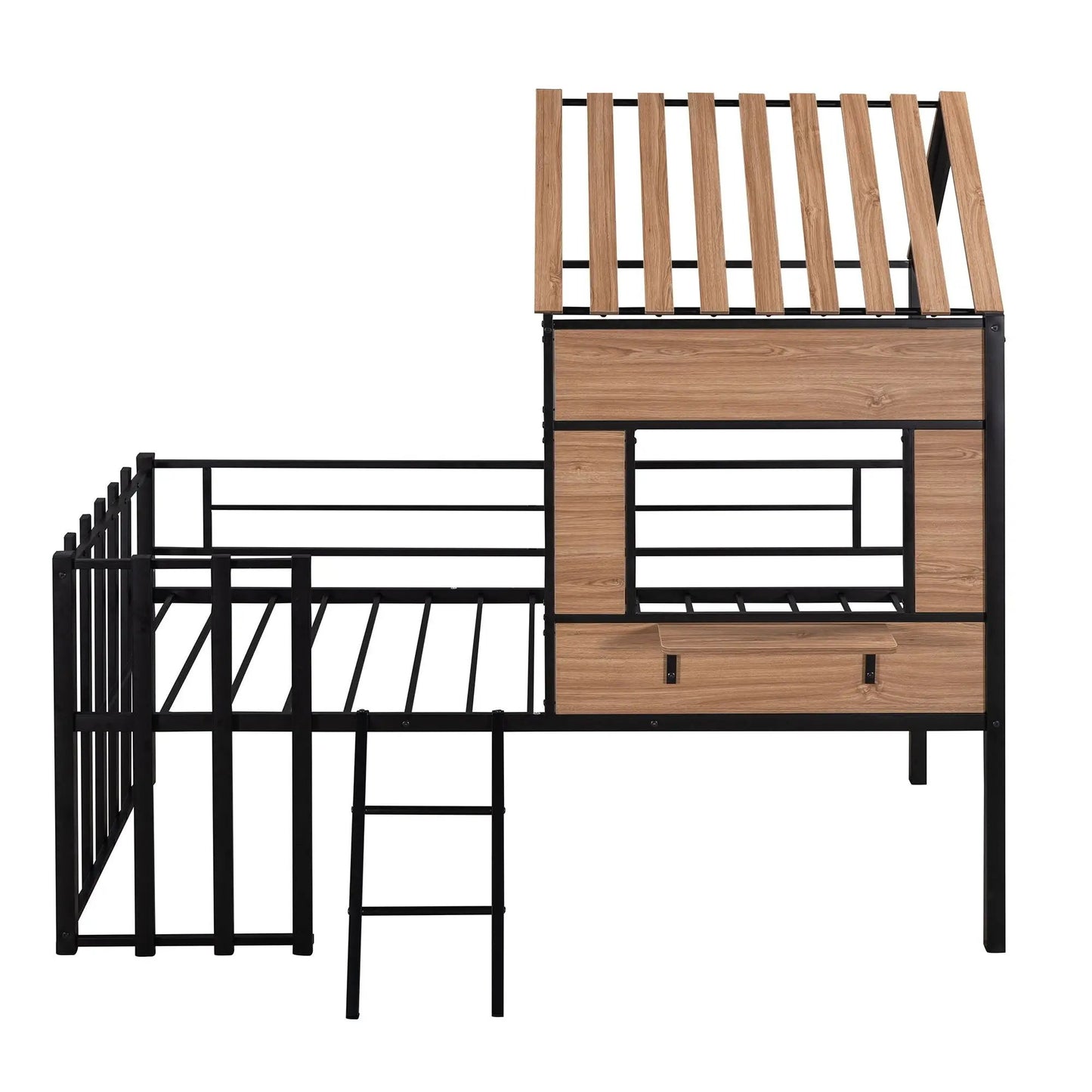 Loft Bed With Roof and Window Guardrail Ladder