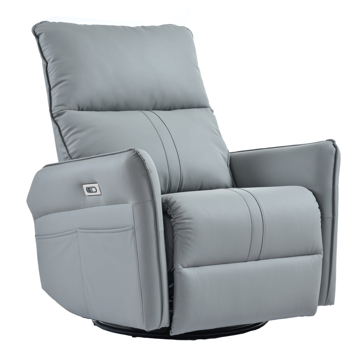 Power swivel rocker recliner chair in gray faux leather with side control by HouseOfZazla on Tampa Home & Garden Store