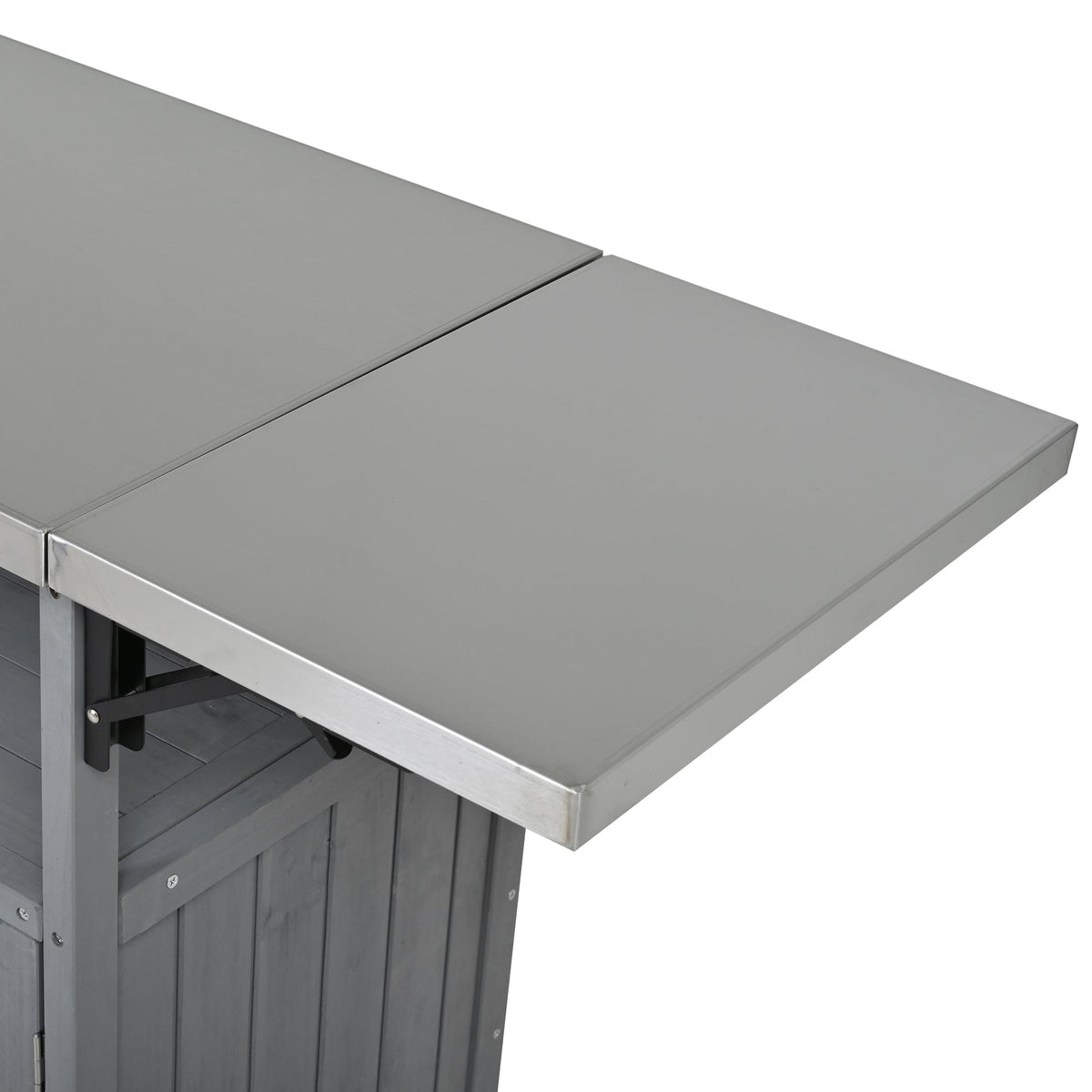 Foldable outdoor kitchen island HouseOfZazla with stainless steel top and wood panels on Tampa Home & Garden Store