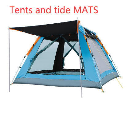Fully Automatic Speed Beach Camping Tent blue-gray with orange accents, rainproof, multi-person on Tampa Home & Garden Store