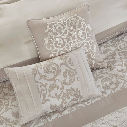 Embroidered and 8 Piece King Comforter Set