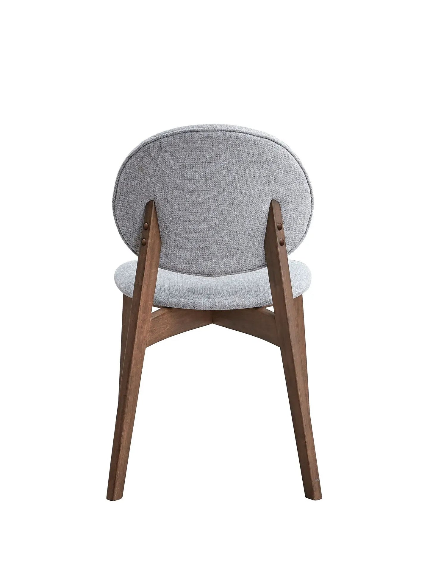 Hadasa side chair set of 2 with grey upholstered circular backs and brown wooden legs on Tampa Home & Garden Store