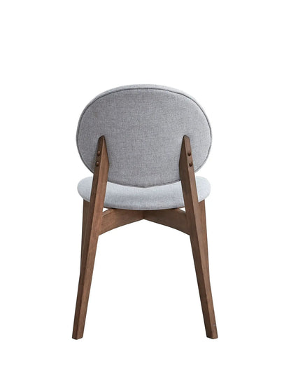 Hadasa side chair set of 2 with grey upholstered circular backs and brown wooden legs on Tampa Home & Garden Store