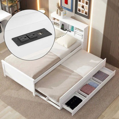 Platform Bed With Storage Headboard and USB