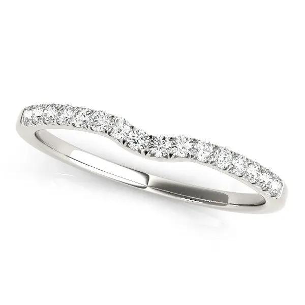 14k white gold curved pavé setting diamond wedding ring 1/8 cttw by Bids.com on Tampa Home & Garden Store