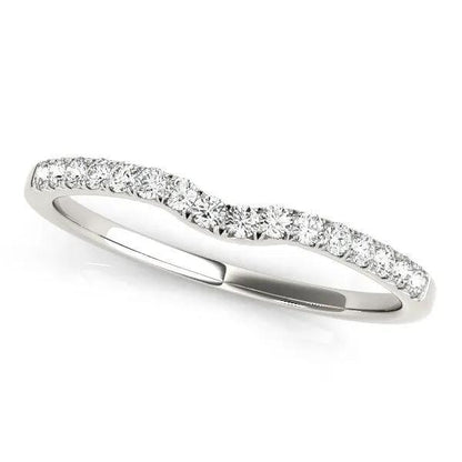 14k white gold curved pavé setting diamond wedding ring 1/8 cttw by Bids.com on Tampa Home & Garden Store