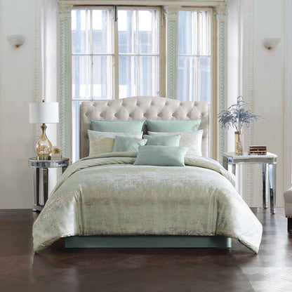 Gold Satin Circle Quilted 7 Piece Comforter Set
