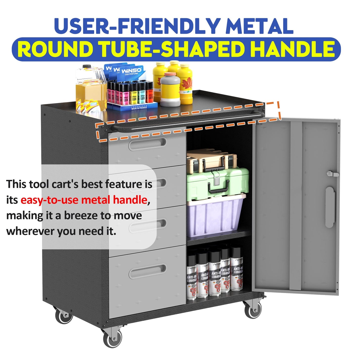Sturdy metal tool storage cabinet on wheels with grey finish by HouseOfZazla on Tampa Home & Garden Store