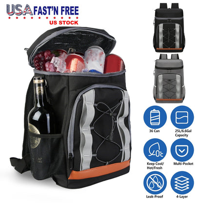 GemGear 36-can leakproof insulated cooler backpack in black with gray straps on Tampa Home & Garden Store