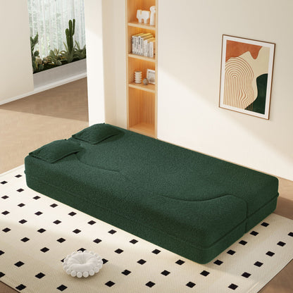 Modern Floor Sleeper Sofa Bed And Two Pillows