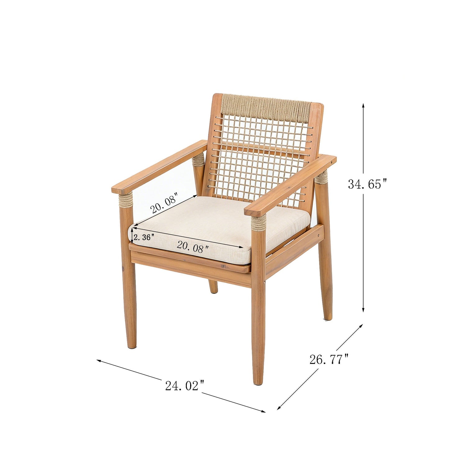 Acacia Wood Outdoor Dining Chairs Set of 2